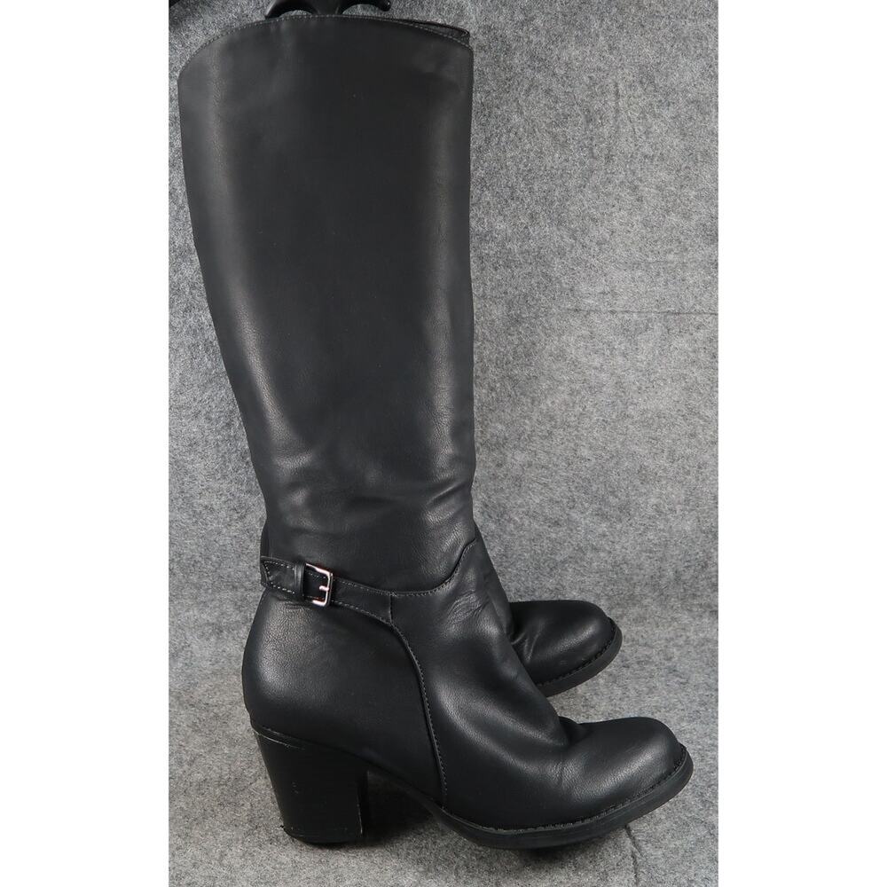Natural Soul Shoes Womens 10 Boots Stacked Heel All Thru Comfort Side Zip Black